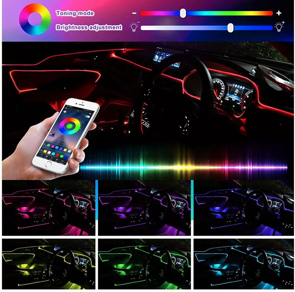 Auto RGB Innenraumbeleuchtung Ambientebeleuchtung Lichtleiste mit App  Control