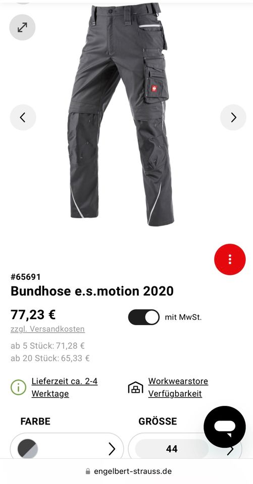 Engelbert Strauss Bundhose Arbeitshose Hose Gr.44 motion 2020 in Bruchmühlbach-Miesau