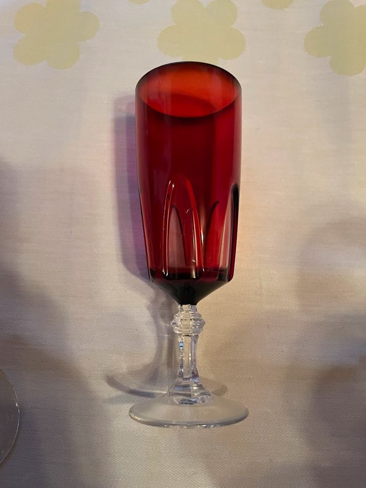 Vintage Luminaric rubinrote Wein-/Schnaps- und Sektgläser in Bischofsheim