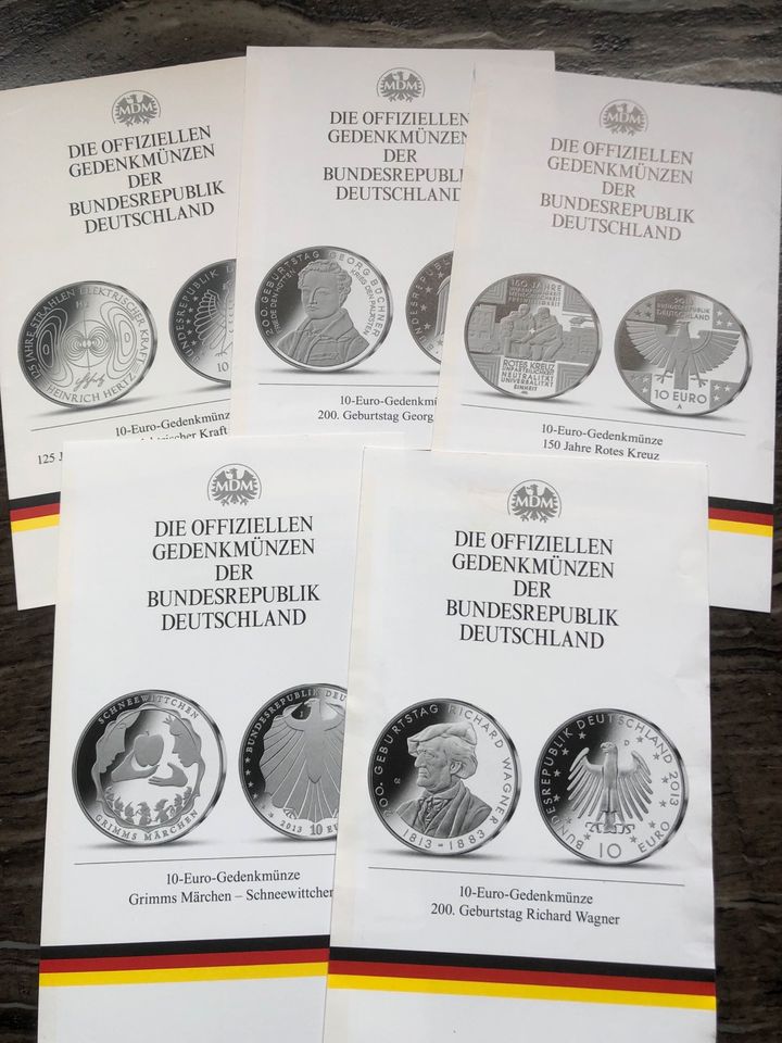 10 EURO - Gedenkmünzen, Set mit 5 Stück, Komplett-Satz v. 2013 in Achern