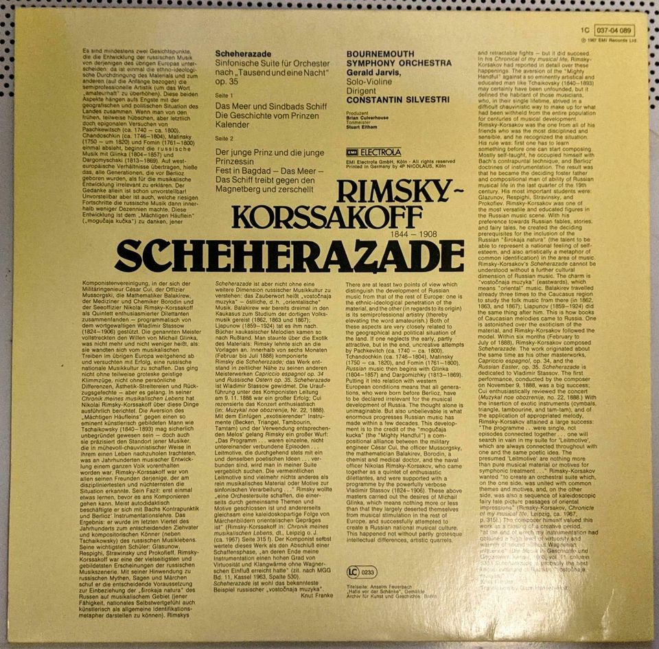 LP 400T1. "Rimsky-Korssakow" "Scheherazade" in Langenfeld Eifel