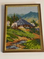 Bild Gobelin Stickbild "Bergidylle" im Holzrahmen mit Golddekor Niedersachsen - Georgsmarienhütte Vorschau