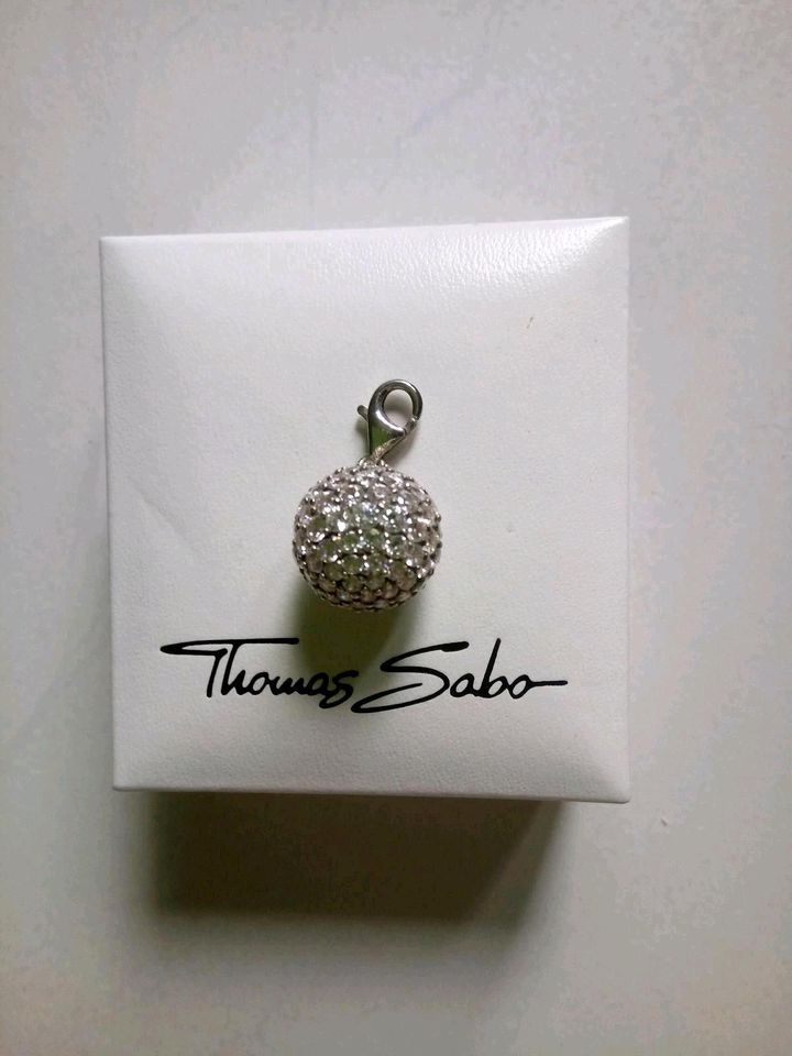 THOMAS SABO DISCOKUGEL Charm Kugel Anhänger weiße Zirkonia Silber