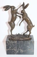 Bronze Skulptur / Figur , "2 Hasen" , signiert Nick , Höhe 25cm Nordrhein-Westfalen - Borken Vorschau