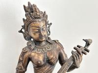 Alte SARASVATI Buddha Göttin Tara Bronze Nepal Indien 32cm Bayern - Karlsfeld Vorschau