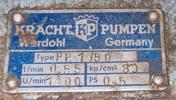 Pumpe Kracht PP1/50 Nr. 71.164 Type 1401UM in Allagen