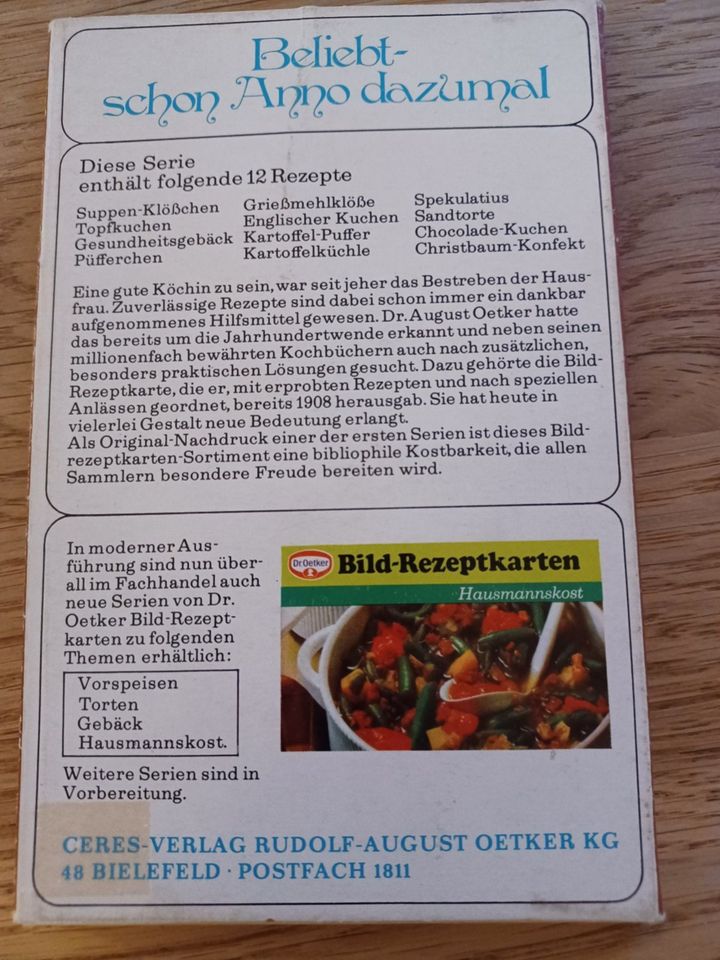 Dr. Oetker Bild-Rezeptkarten von 1908 in Stuttgart