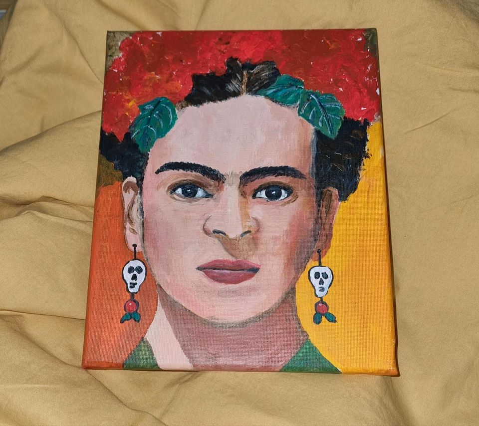 Frida Kahlo,  kleines Aquarell auf Leinwand in Duisburg