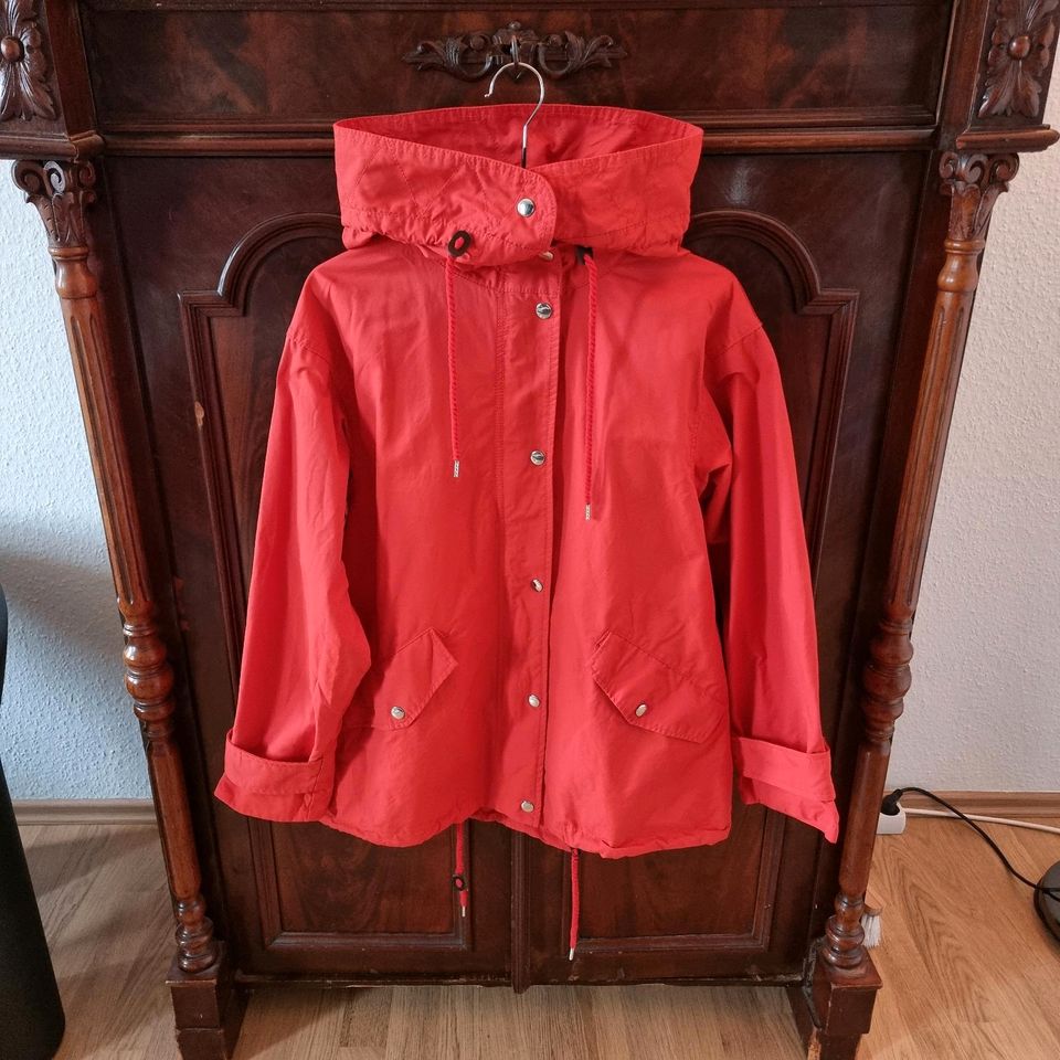 DAMEN I H&M KURZER PARKA, BAUMWOLLE & NYLON, ROT, 34 in Hof (Saale)