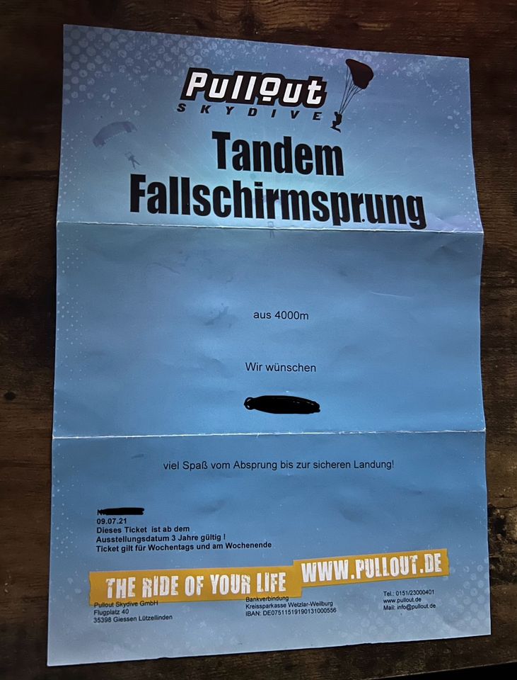Tandem Fallschirmsprung in Eichenzell