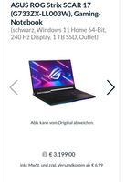 ASUS ROG STRIX SCAR 17 (g733zx-ll003w) i9-12900H RTX 3080 Ti NEU Rheinland-Pfalz - Nastätten Vorschau