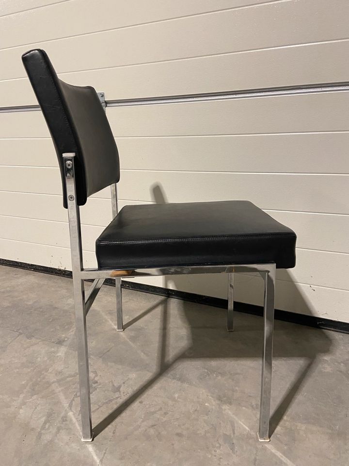 THONET Lederstuhl Retro 70er Style Stuhl Chrom Leder schwarz in München