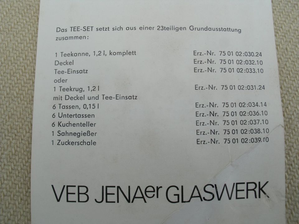 Tee - Service, VEB, DDR, GBR, KULT, JEANer Glaswerke !!! in Zirndorf