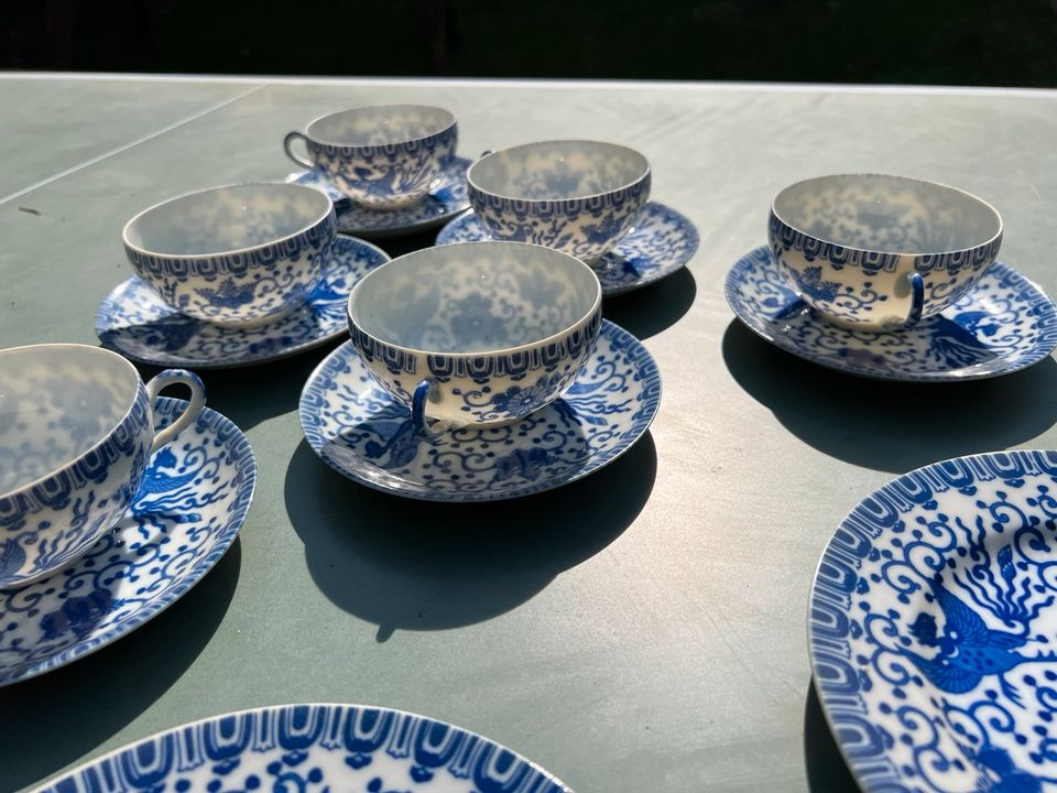 IMARI Japanisches Tee Service Geschirr Porzellan Phönix Blau in Frankfurt am Main