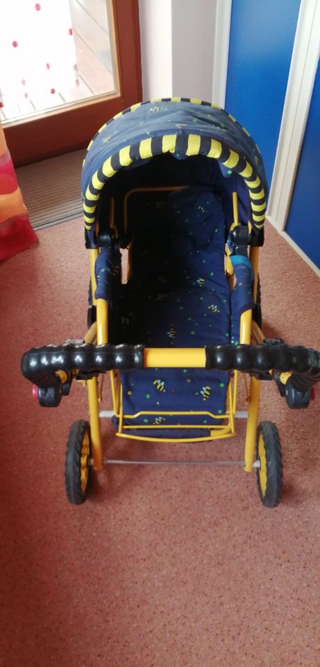 Hauk Puppen-Buggy Blau-Gelb / Maße: LxBxH 90cm/45/80 cm Neuwertig in Burtenbach