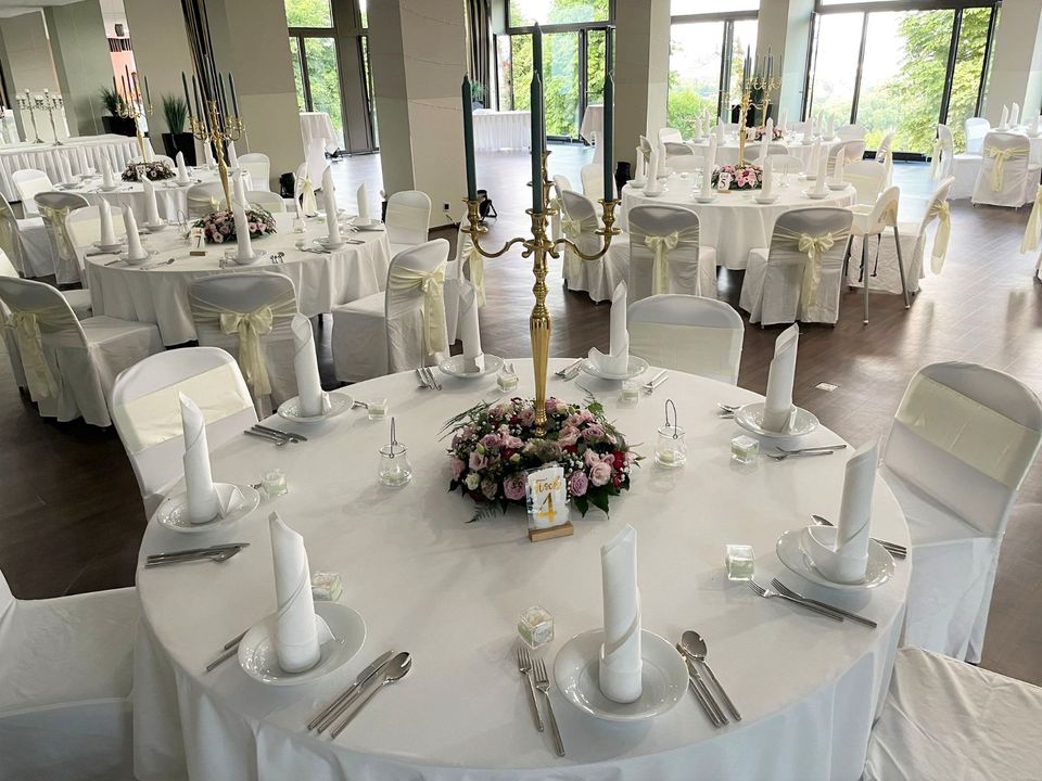 Tischdeko Kerzenständer Gold Silber mieten Hochzeit Dekoverleih in Gudensberg