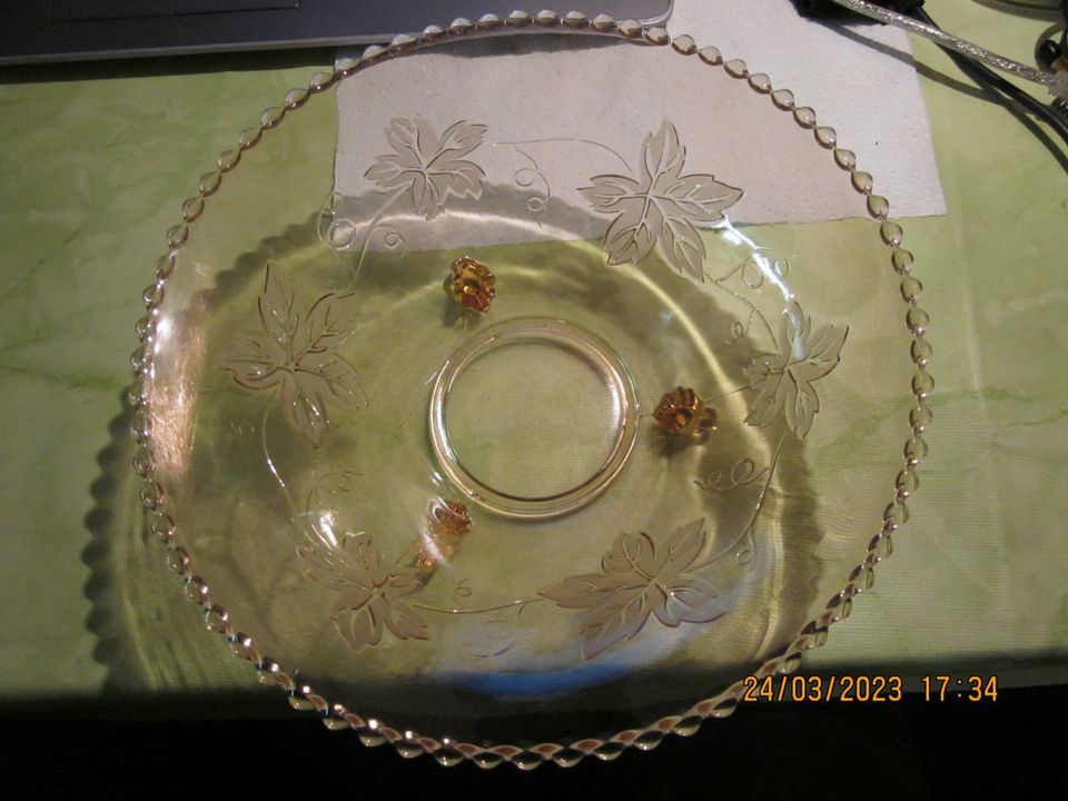 Vintage Rosalin-Glas-Schale Buntglas rosa Konfekt-schale 3 versch in Gudensberg