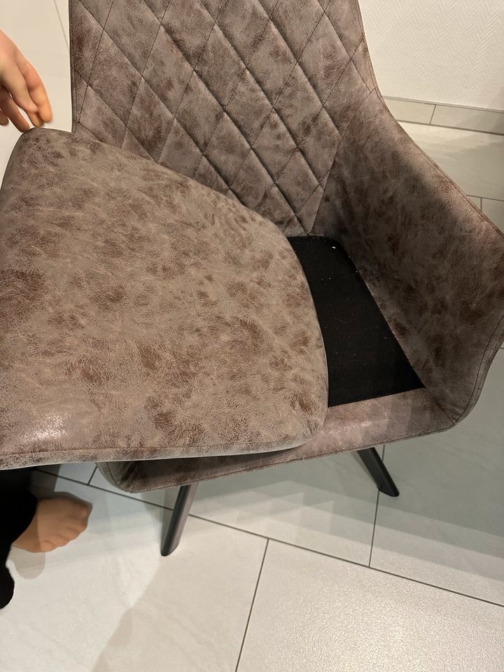 Esstisch Stühle Leder braun /grau. Wie neu in Herne