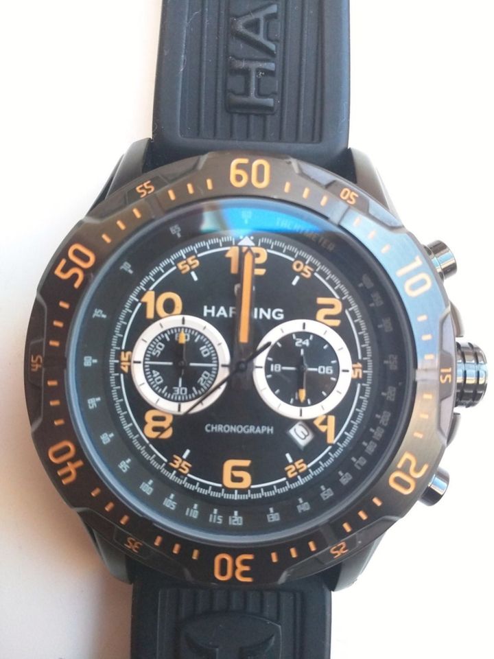 Harding HJ0601 Taucher Piloten Chronograph schwarz XXLWatch 48 mm in Osnabrück