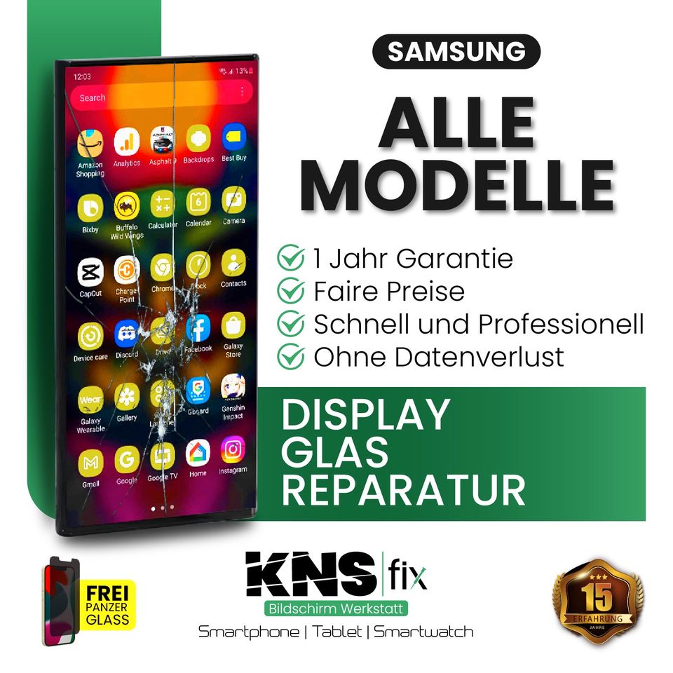 ♻️ ✅ DİSPLAY LCD FRONTGLAS HANDY REPERATUR ➡️➡️ iPHONE SAMSUNG XIAOMI HUAWEI  AKKU HINTERE KAMERA RÜCKDECKEL BACKCOVER iphone x 11 12 13 14 pro max samsung s 20 21 22 23 note 10 20 in Solingen