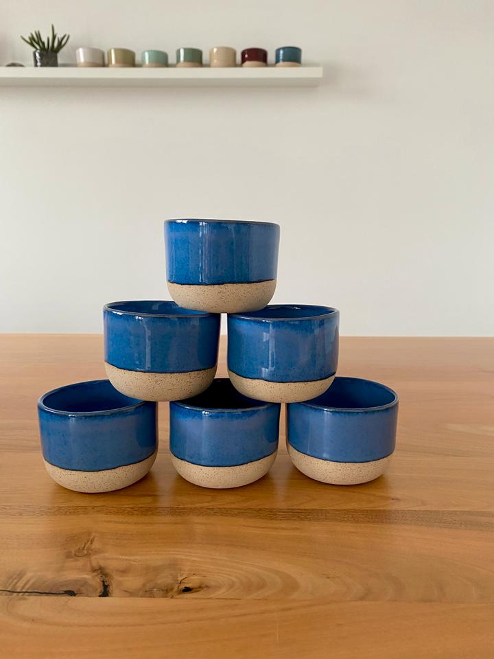 Handgemachte Keramiktasse – Blau glasiert Kaffeetasse Teetasse in Bonn