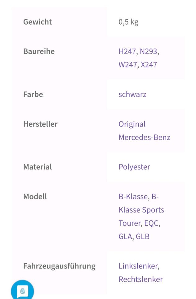 Gepäcknetzt Laderaumboden für Mercedes Benz B-Klasse in Hattenhofen