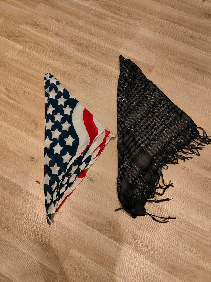 2 Halstücher Schal Dreieckstuch grau & USA Flagge in Eschwege