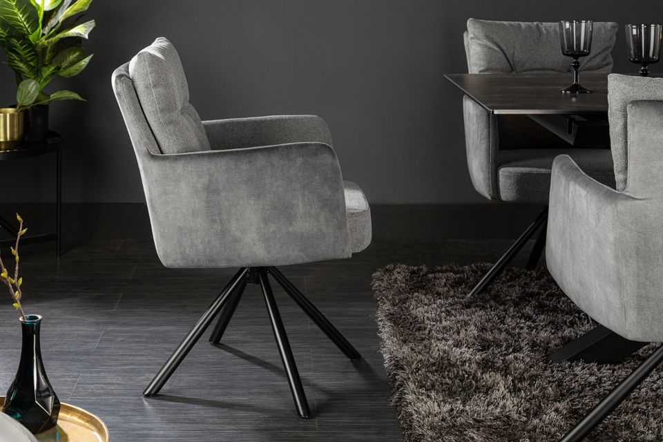 4er Set Sessel grau Drehbarer Design Stuhl Tisch Esszimmerstuhl in Bad Schwartau