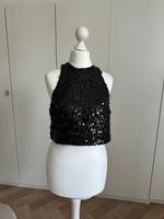 Pailletten Crop Top schwarz Bayern - Bayreuth Vorschau