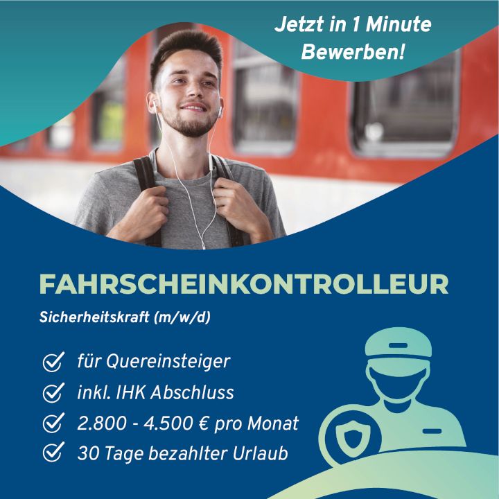 Quereinsteiger|Fahrkartenkontrolleur(m/w/d)|Security Job | 3.450€ in Köln