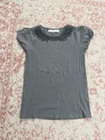 Elegantes T-Shirt in Grau mit Rüschenkragen & Puffärmeln Stuttgart - Botnang Vorschau