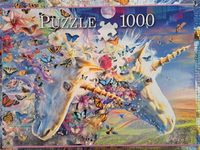 Zauberhafte Einhörner 1000 Teile Puzzle Schmetterlinge Blumen Bayern - Hilgertshausen-Tandern Vorschau