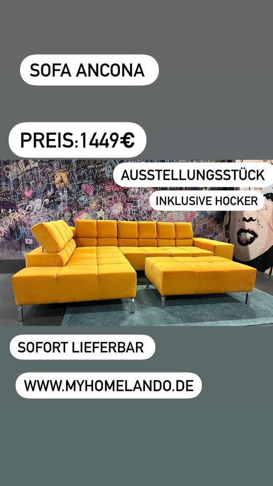 Sofa Couch Wohnlandschaft mit Hocker Ausstellungsstück in Delmenhorst