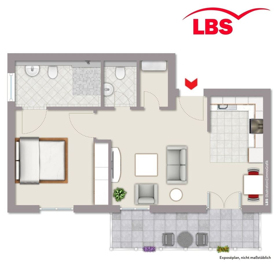 Neubau-Barrierefreie 2,5 Zimmer Dachgeschoss-Wohnung mit  Loggia und Aufzug in Oberhausen