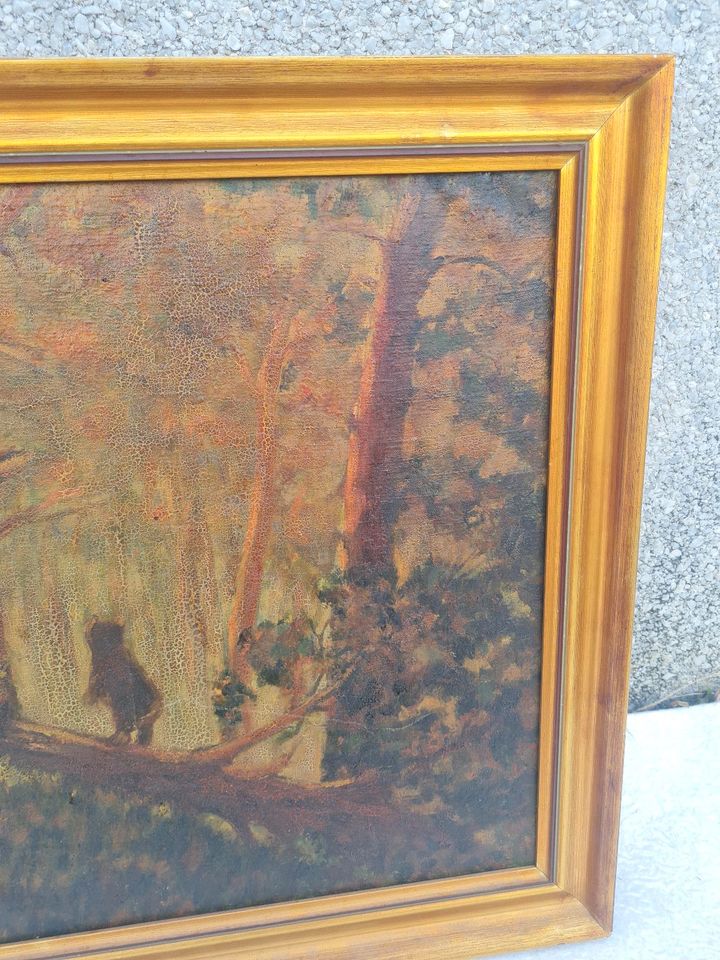 Ölgemälde Ölbild alt Antik Bären Wald in Wentorf