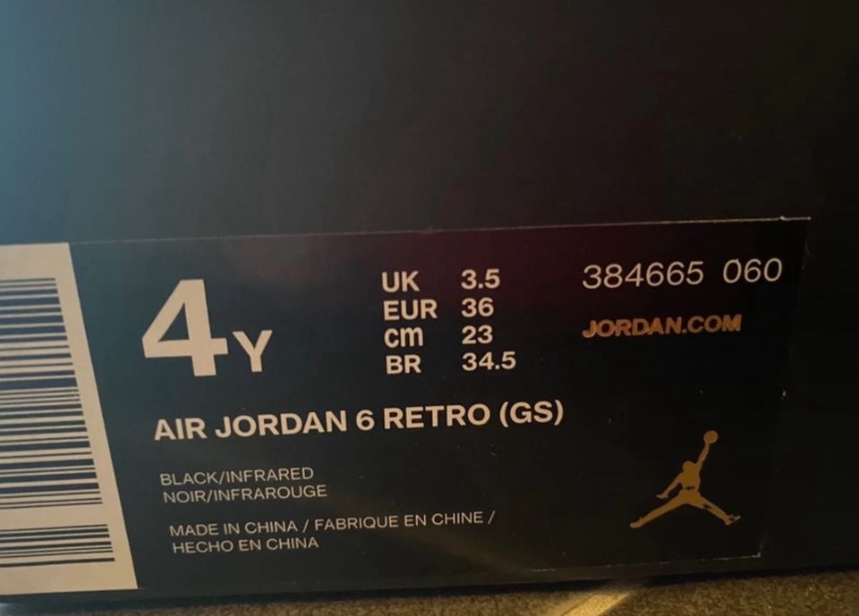 Nike Jordan 6 Retro (GS) size 36 in Frankfurt am Main