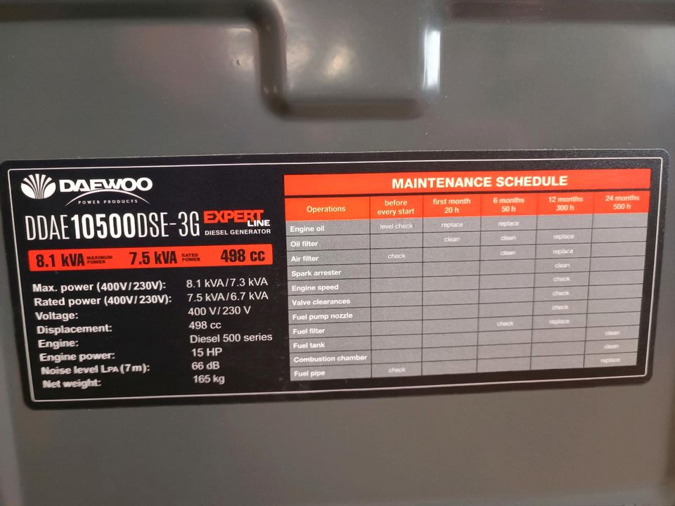 Daewoo 8.1kva  DHY 8600 Notstromaggregat Stromerzeuger Notstromer in Pulsnitz