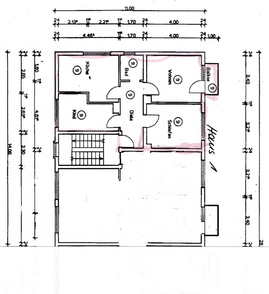 3 Raum-Wohnung, Küche, Diele, Bad, Balkon in Essen