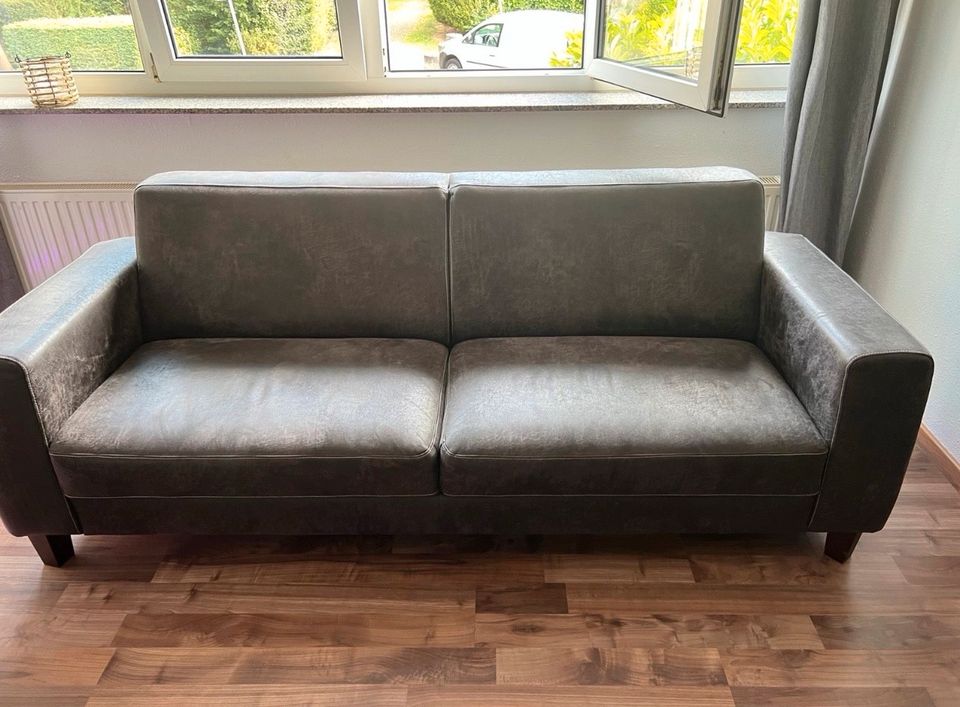 Leder Couch / Sofa in Grau in Witten