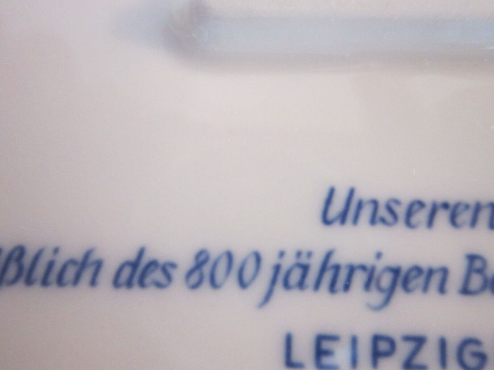 Meissen Kachel Gedenkplatte Leipziger Messe, Meißner Porzellan in Plaue