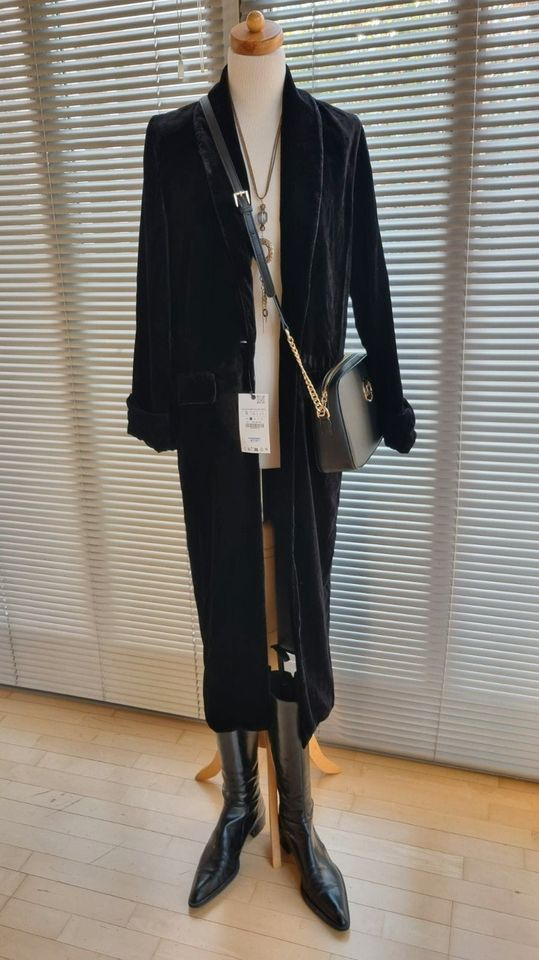 *ZARA* langer Samtmantel Mantel Samt Schwarz S 36 NP 119€ NEU! in Ingolstadt