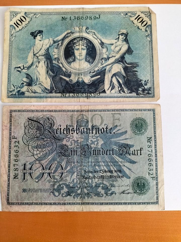 Alte Reichsbanknoten von 1906 bis 1923 in Dresden