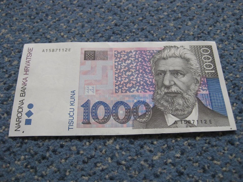 Kroatien Hrvatska 1000 Kuna Schein 1993 Banknote selten RAR! in Nagold