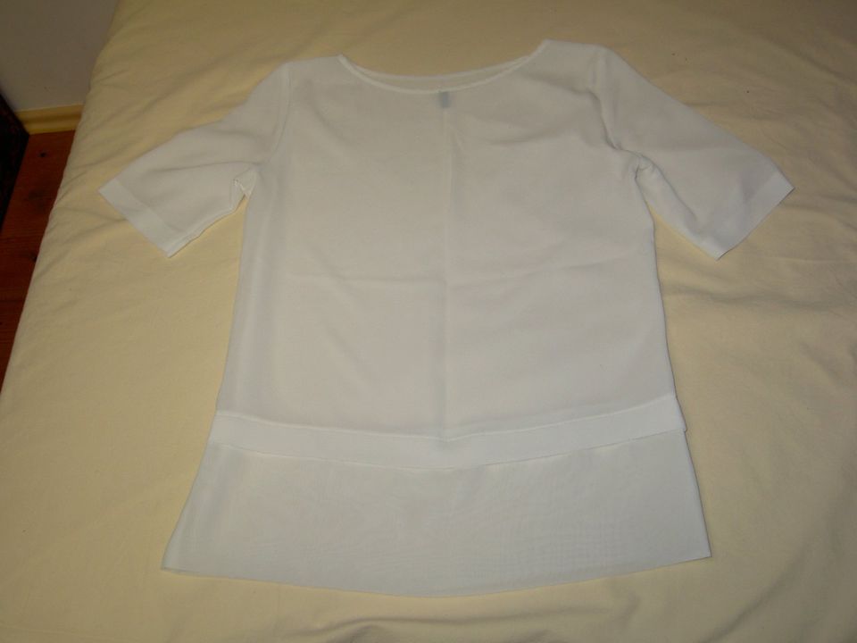 Crepe-Bluse/Tunika Shirt Benetton, offwhite, Gr. XS, 2x getragen in Tittling