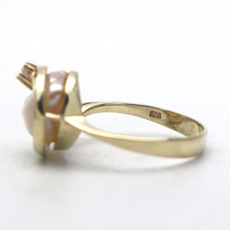 Diamant Perlen Gold Ring 585 14 Kt Gelbgold 0,08 juweliero.de in Köln