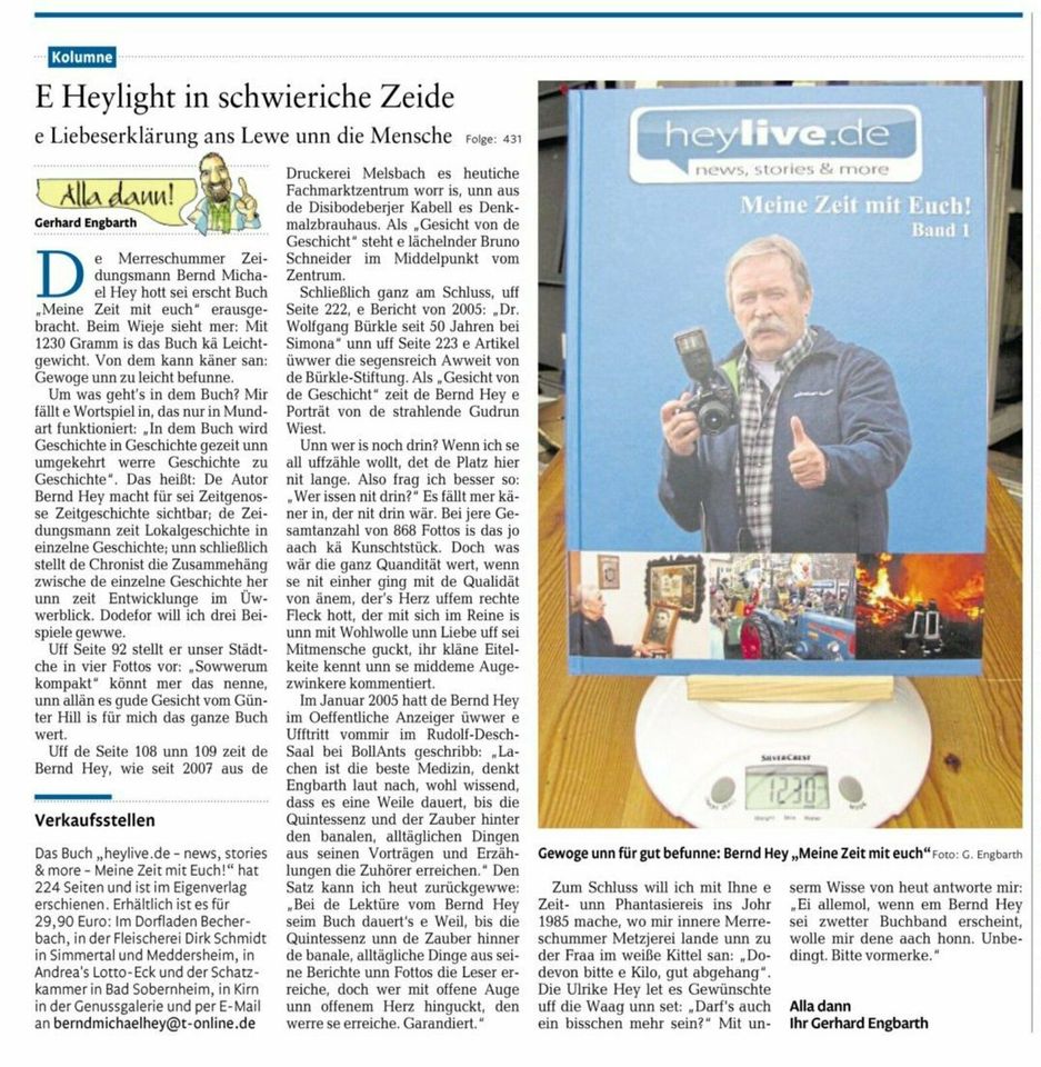 Buch neu: Meine Zeit mit Euch ! von Bernd Hey www.heylive.de in Weiler bei Monzingen