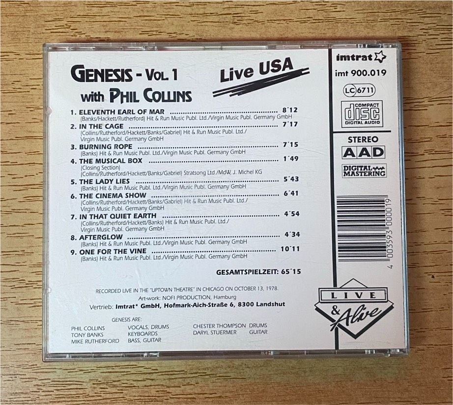 Genesis / Phil Collins - Live USA Vol.1 1978 - CD Zust. sehr gut in Stuttgart