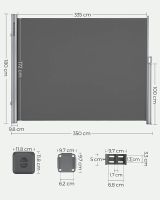 Alu Seitenmarkise 180 x 350 cm,Sichtschutz, GSA185Gxb.2 Essen - Altenessen Vorschau