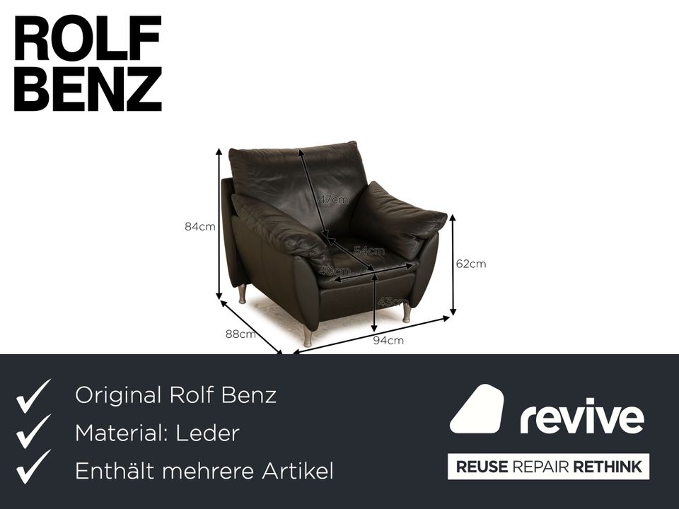 Rolf Benz 5600 Leder Sessel Garnitur Anthrazit Dunkelgrau in Köln