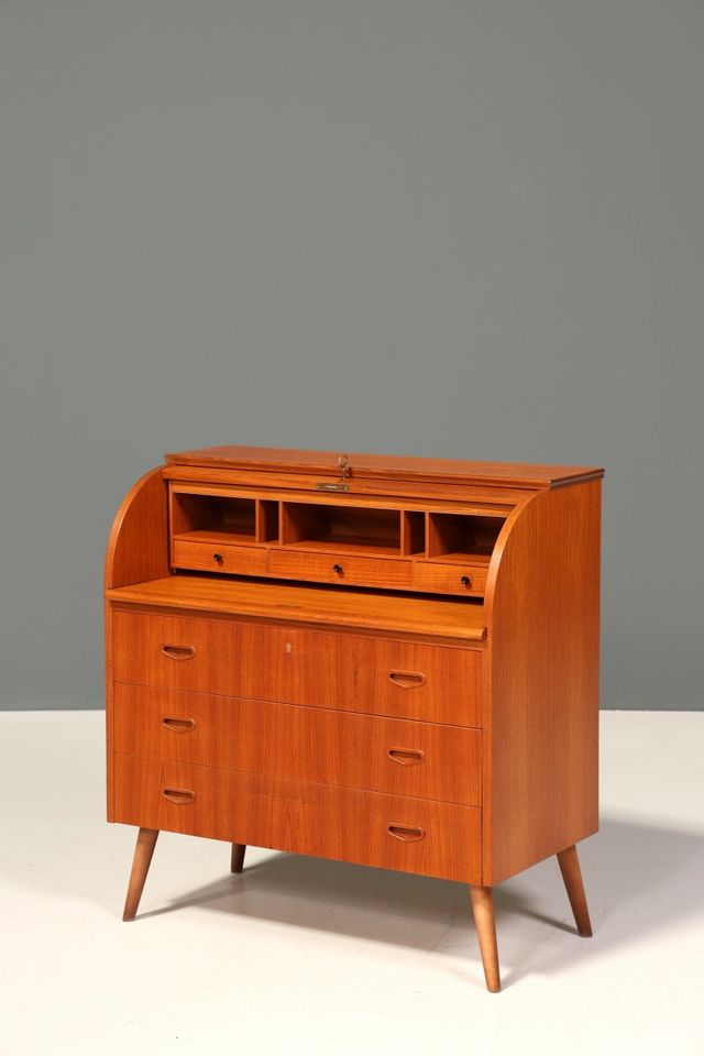 Schlichter Mid Century Rollladen Sekretär "Egon Ostergaard" Schreibkommode "Made in Sweden" echt Holz Büro Kommode Artikel-Nr.: B656 in Berlin